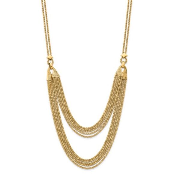 Herco 14K Yellow Gold 18" Multi-Strand Popcorn Chain Necklace – Made in Italy - Picture 4 of 5